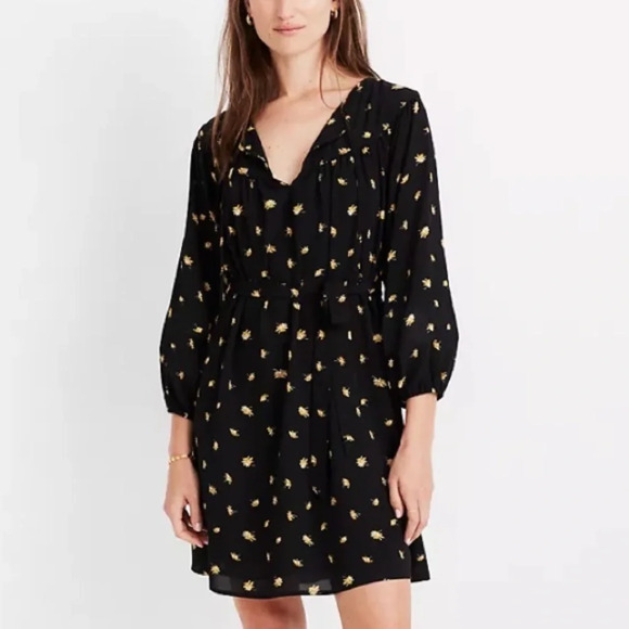 Madewell Tie-Waist Mini Dress in French Daisies size XS - Picture 3 of 7